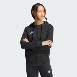 Bluza z kapturem Entrada26 Full Zip Hoodie. Białe bluzy sportowe damskie Adidas, bez wzorów, z kapturem, do piłki nożnej. Za 219.00 zł.