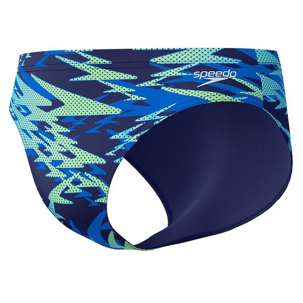 Kąpielówki męskie Speedo Hyperboom Print Brief. Niebieskie kąpielówki męskie Speedo, m, bez wzorów, krótkie, na fitness i siłownię. Za 135.99 zł.