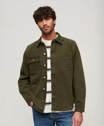 Superdry Surplus Canvas Overshirt — męska koszula z płótna, olive Khaki. Zielone koszule męskie Superdry., m, bez wzorów, z bawełny, bez kołnierzyka, bez ramiączek. Za 429.75 zł.