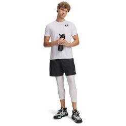 Spodenki fitness męskie Under Armour Tech™ Woven. Czarne krótkie spodenki sportowe męskie Under Armour, l, bez wzorów, z materiału, na fitness i siłownię. Za 129.99 zł.