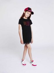 DKNY Sukienka codzienna D32873 S Czarny Regular Fit. Czarne sukienki dla dziewczynek DKNY, bez wzorów, z bawełny, bez ramiączek. Za 319.99 zł.