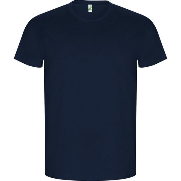 Męska Złota Gładka Koszulka Z Krótkim Rękawem. Niebieskie koszulki sportowe męskie ROLY, l, bez wzorów, bez kołnierzyka, bez ramiączek, trekkingowe. Za 42.99 zł.