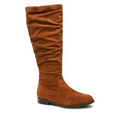 Kozaki Tamaris. Brązowe kozaki damskie Tamaris, bez obcasa, na płaskiej podeszwie. Za 419.99 zł.