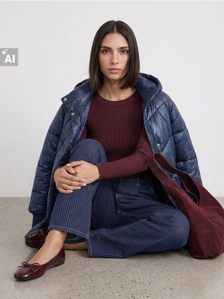 Pikowana kurtka oversize - niebieski. Niebieskie kurtki damskie Sinsay, l, bez wzorów, bez kaptura. Za 129.99 zł.
