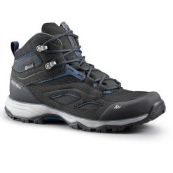 Buty turystyczne męskie MH100 wodoodporne. Czarne trekkingi męskie QUECHUA, na jesień, przed kolano, outdoorowe. Za 199.99 zł.