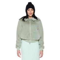 Kurtka miękka z zamek błyskawiczny na co dzień. Niebieskie kurtki damskie LEONE 1947 APPAREL, bez wzorów, z poliesteru, bez kaptura. Za 273.65 zł.