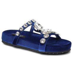 Niebieskie Klapki Sca'Viola Eleganckie Buty Damskie. Niebieskie klapki damskie Sca'viola, bez wzorów, ze skóry ekologicznej, bez obcasa, bez zapięcia. Za 379.00 zł.