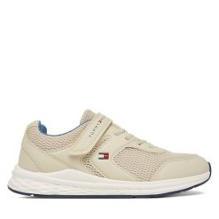 Sneakersy Tommy Hilfiger. Brązowe trampki i tenisówki chłopięce Tommy Hilfiger, bez wzorów, bez zapięcia. Za 329.99 zł.