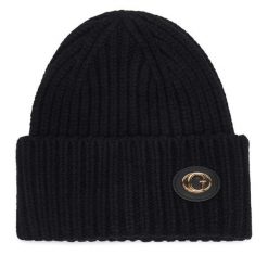 Czapka Guess. Czarne czapki i kapelusze damskie Guess, na zimę, z aplikacjami. Za 154.99 zł.