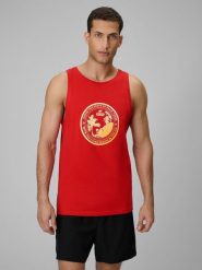 4F Koszulka bez rękawów regular z nadrukiem męska - czerwona 3XL. Czerwone t-shirty męskie 4f, na lato, m, bez wzorów, z bawełny, klasyczne, bez kołnierzyka. Za 59.99 zł.