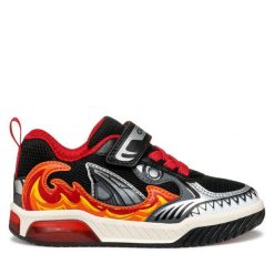 Sneakersy Geox. Czarne trampki i tenisówki chłopięce Geox, bez wzorów, bez zapięcia. Za 159.99 zł.