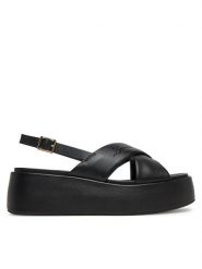 LOVE MOSCHINO Sandały JA16187I0MIA0000 Czarny. Czarne sandały damskie Love Moschino, bez wzorów, ze skóry, bez obcasa, na koturnie, bez zapięcia. Za 559.99 zł.
