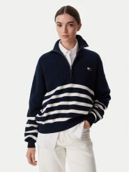 Tommy Jeans Sweter DW0DW22928 Granatowy Regular Fit. Niebieskie swetry damskie Tommy Jeans, xs, bez wzorów, z bawełny, bez kołnierzyka, bez ramiączek, bez kaptura. Za 449.99 zł.