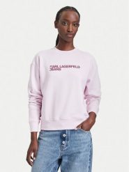 Karl Lagerfeld Jeans Bluza A1W20005 Różowy jasny Regular Fit. Czerwone bluzy damskie Karl Lagerfeld Jeans, xl, bez wzorów, z bawełny, bez kaptura. Za 429.99 zł.