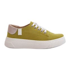 Trampki Damskie Memory Foam System Big Star NN276003 Limonkowe zielone. Zielone trampki i tenisówki damskie bez wzorów, z gumy, eleganckie, bez zapięcia. Za 231.52 zł.
