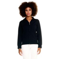 Damska bluza Leone Basic z zamkiem błyskawicznym na całej długości. Czarne bluzy sportowe damskie LEONE 1947 APPAREL, bez wzorów, z tkaniny, na fitness i siłownię. W wyprzedaży za 167.70 zł.