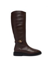 Calvin Klein Kozaki Square High Boot Lth Mg Hdw HW0HW03187 Brązowy. Brązowe kozaki damskie Calvin Klein, ze skóry, bez obcasa, na płaskiej podeszwie. Za 849.99 zł.