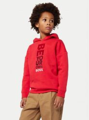 Boss Bluza J51199 D Czerwony Regular Fit. Czerwone bluzy dla chłopców Boss, bez wzorów, z bawełny, bez ramiączek, bez kaptura. Za 299.99 zł.