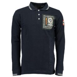 Koszulka męska Geographical Norway Kitor granatowa polo. Niebieskie koszulki polo męskie Geographical Norway, m, bez wzorów, z bawełny, bez ramiączek. Za 144.00 zł.