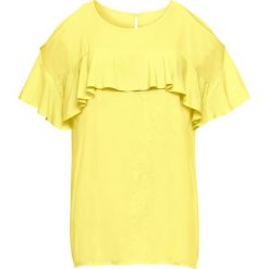 Bluzka z wycięciami na ramionach bonprix jasna limonka. Żółte bluzki damskie bonprix, bez wzorów, bez kołnierzyka, bez ramiączek. Za 49.99 zł.