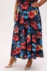 Rozkloszowana spódnica Solea MIDI w print hibiskusa PLUS SIZE XXL OVERSIZE. Spódnice damskie Moda Size Plus Iwanek, l, bez wzorów, z bawełny, eleganckie, plus size, midi, oversize. W wyprzedaży za 229.90 zł.