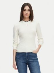 Calvin Klein Jeans Sweter LV047G309G Kremowy Regular Fit. Białe swetry damskie Calvin Klein Jeans, xs, bez wzorów, z bawełny, bez kołnierzyka, bez ramiączek, bez kaptura. Za 409.99 zł.