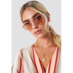 NA-KD Accessories Metalowe okulary przeciwsłoneczne - Red,Gold. Czerwone okulary przeciwsłoneczne damskie NA-KD Accessories. Za 80.95 zł.