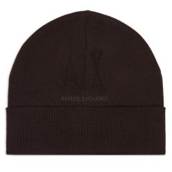 Czapka Armani Exchange. Brązowe czapki i kapelusze damskie Armani Exchange, na zimę, bez wzorów. Za 264.99 zł.