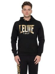 Złota bluza z kapturem męska. Czarne bluzy męskie LEONE 1947 APPAREL, m, bez wzorów, z kapturem, na fitness i siłownię. Za 353.64 zł.