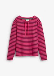 Bluza ze strukturalnego materiału. Czerwone bluzy damskie bonprix, bez wzorów, bez kaptura. Za 109.99 zł.