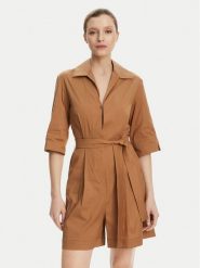 Max Mara Beachwear Kombinezon Canard 2516241019 Brązowy Regular Fit. Brązowe sukienki damskie Max Mara Beachwear, bez wzorów, z bawełny, bez kołnierzyka, bez ramiączek. Za 819.99 zł.