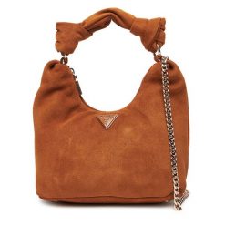 Torebka Guess. Brązowe torebki do ręki damskie Guess, z aplikacjami, klasyczne, bez dodatków. Za 519.99 zł.