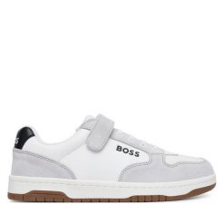 Sneakersy BOSS. Białe trampki i tenisówki chłopięce Boss, bez wzorów, bez zapięcia. Za 384.99 zł.