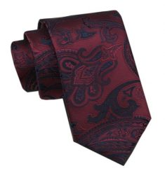 Elegancki Krawat Męski - Alties - Kolor Wina, Duży Wzór. Czerwone krawaty i muchy Alties, bez wzorów, z tkaniny, eleganckie. Za 49.00 zł.