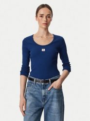 Calvin Klein Jeans Bluzka LV047D218G Niebieski Slim Fit. Niebieskie koszule damskie Calvin Klein Jeans, s, bez wzorów, z bawełny, bez kołnierzyka, bez ramiączek. Za 209.99 zł.