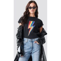 Rut&Circle T-shirt Rainbow Flash - Black. Czarne t-shirty damskie Rut&Circle, z materiału, z okrągłym kołnierzem. Za 104.95 zł.