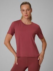 4F Koszulka treningowa loose szybkoschnąca damska - brązowa L. Brązowe koszulki sportowe damskie 4f, l, bez wzorów, klasyczne, bez kołnierzyka. Za 79.99 zł.