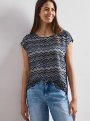 Street One koszulka z dekoltem Kobiety wiskoza niebieski, 36. Niebieskie t-shirty damskie Street One, bez wzorów, z wiskozy, street, bez kołnierzyka. Za 149.95 zł.