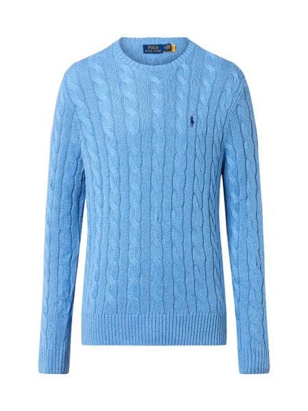 Polo Ralph Lauren Męski sweter z dzianiny Mężczyźni Bawełna niebieski jednolity, L. Niebieskie swetry przez głowę męskie Polo Ralph Lauren, l, bez wzorów, z bawełny, bez kołnierzyka. Za 839.95 zł.