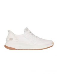 Buty sportowe damskie Skechers Slip-Ins Bobs Squad. Białe obuwie sportowe damskie Skechers, bez wzorów, ze skóry. Za 299.99 zł.