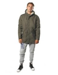 Męska parka Leone 1947 Apparel. Zielone parki męskie LEONE 1947 APPAREL, l, bez wzorów, z bawełny, sportowe, bez kaptura. Za 273.61 zł.