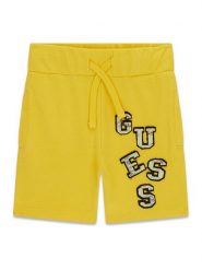 Guess Szorty sportowe N6GD02 KA6R4 Żółty Regular Fit. Żółte szorty dla chłopców Guess, z aplikacjami, z bawełny, sportowe. Za 139.99 zł.