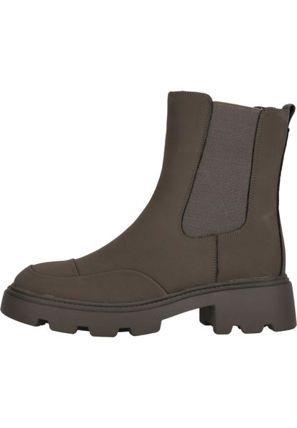 Skórzane botki dla kobiet Athlecia Aaliyah. Brązowe botki damskie Athlecia, z materiału, sportowe, z otwartym noskiem, bez obcasa, bez zapięcia. Za 194.50 zł.