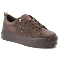 Sneakersy damskie Filippo, cholewka ze skóry naturalnej zamszowej klasyczne sznurowanie na masywnej platformie, brązowe, DP3533/26. Brązowe półbuty damskie Filippo, bez wzorów, ze skóry, eleganckie, bez obcasa, na platformie, bez zapięcia. Za 209.00 zł.