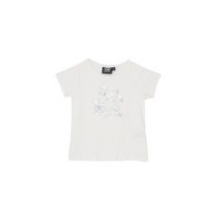 Błyszcząca koszulka dziewczęca z krótkim rękawem. Białe t-shirty i topy dla dziewczynek LEONE 1947 APPAREL, bez wzorów, bez ramiączek. W wyprzedaży za 53.75 zł.