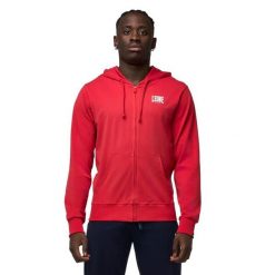 Bluza z kaptur na co dzień na siłownię. Czerwone bluzy męskie LEONE 1947 APPAREL, bez wzorów, z bawełny, bez kaptura. W wyprzedaży za 136.83 zł.