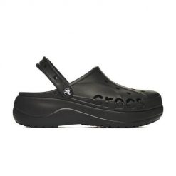 Buty do chodzenia damskie Crocs Baya Platform Clog. Czarne obuwie sportowe damskie Crocs, bez wzorów, z materiału, trekkingowe. Za 199.99 zł.