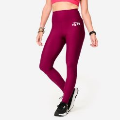 Legginsy fitness damskie Domyos edycja limitowana "Bougeons en rose". Fioletowe legginsy sportowe damskie DOMYOS, l, bez wzorów, z elastanu, z podwyższonym stanem, na fitness i siłownię. Za 69.99 zł.