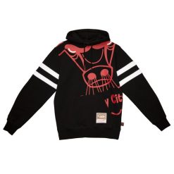 Sweatshirt z kapturem Chicago Bulls. Czarne bluzy męskie Mitchell & Ness, bez wzorów, z kapturem. Za 434.50 zł.