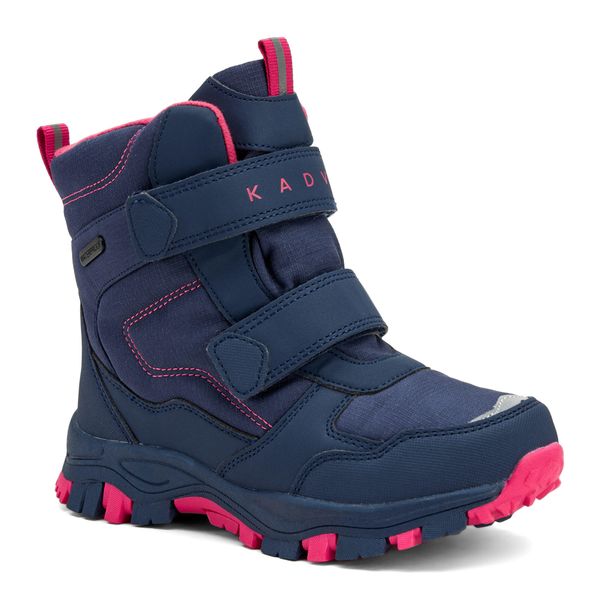 Śniegowce dziecięce KADVA Snowey Mid WP. Niebieskie buty zimowe dziewczęce KADVA, bez wzorów, z materiału, przed kolano, bez zapięcia. Za 119.99 zł.